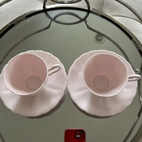 Tuscan Bone China Pink Teacups Set of 2 smaller teacups - Picture 2 of 6